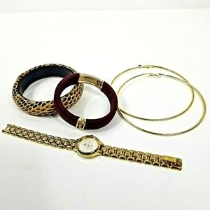 Timex watch, hoop earrings & bracelets Bundle